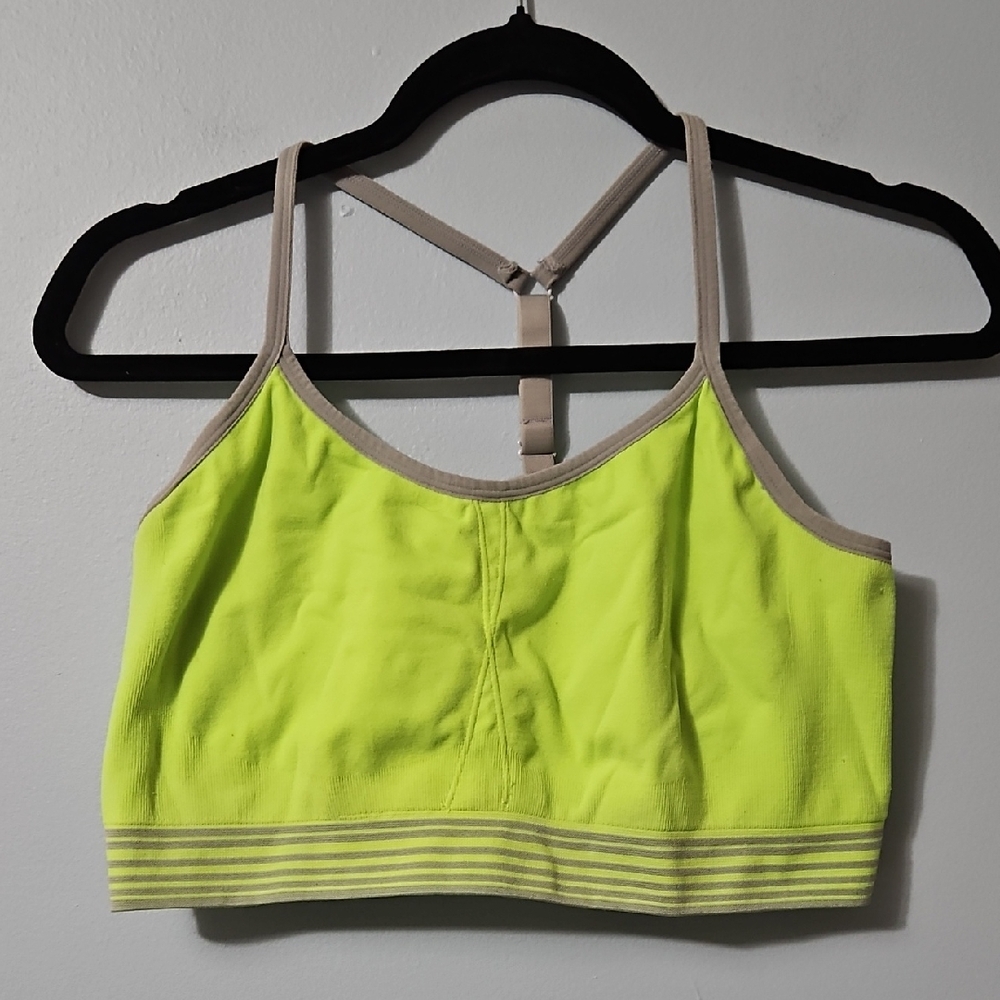 Oppa! Neon Green Sports Bra Size L Crop Top With Adjustable Straps